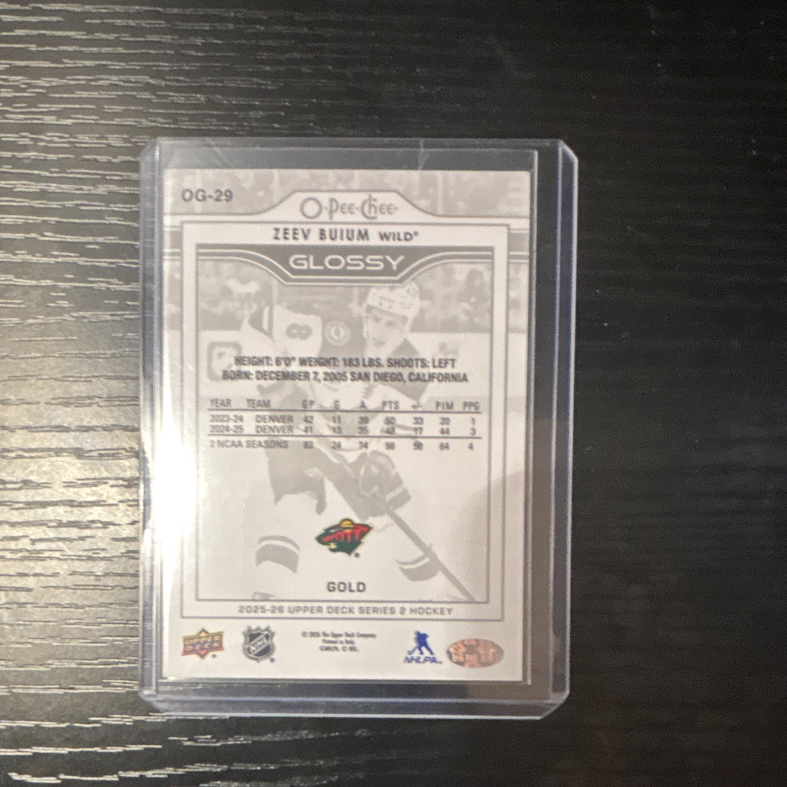 Upper Deck 2025-26 Series 2 O-Pee-Chee Glossy Gold Zeev Buium Wild #OG-29