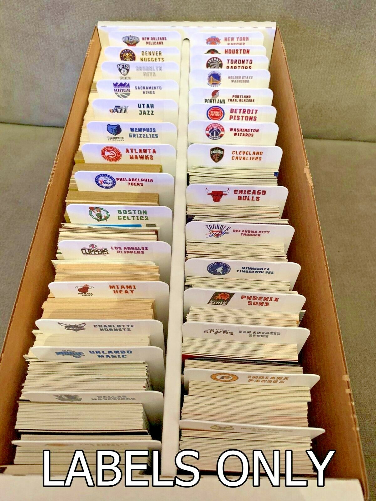 30 Customized NBA Logo Team Labels For BCW Sports Card Tall Dividers LABELS ONLY