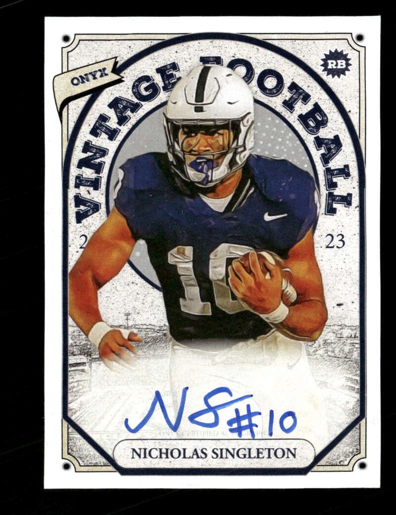 2023 Onyx Vintage Football Nicholas Singleton Blue Signatures Auto TV2120