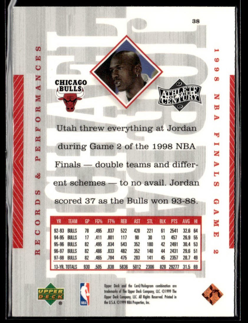 1999 Upper Deck Michael Jordan Athlete of the Century #38 Michael Jordan 0202D