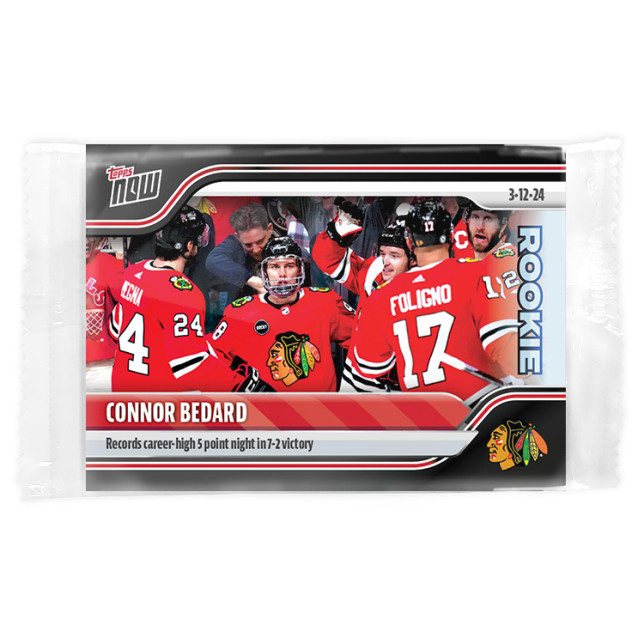 Connor Bedard RC – 2023-24 NHL TOPPS NOW® – Sticker #144 5-PT RECORD