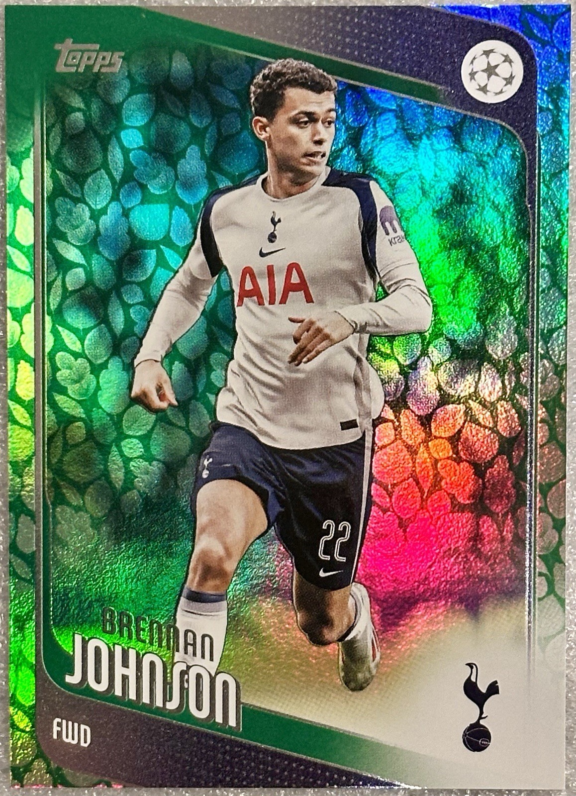 2025-26 Brennan Johnson #18💎Green Easter Flowers Parallel Topps UCC-Tottenham