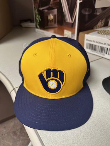 Milwaukee Brewers New Era Hat 59Fifty MLB On-Field Fitted Baseball Cap 7 7/8