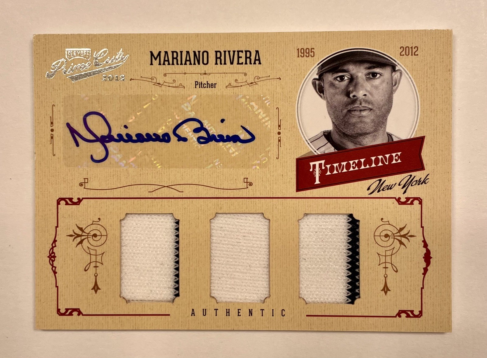 MARIANO RIVERA 2012 PLAYOFF PRIME CUTS 3 JERSEYS & CERTIFIED AUTOGRAPH #4/10