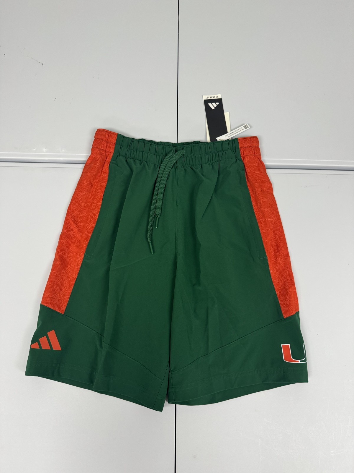 Adidas Miami Hurricanes Team Issued Athletic Shorts Men’s Green/Orange Pick Size