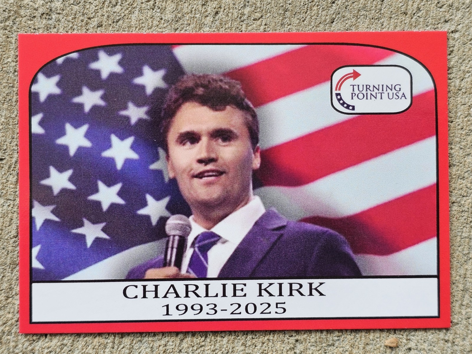 CHARLIE KIRK TURNING POINT USA BASEBALL CARD TRIBUTE IN MEMORY AMERICAN PATRIOT