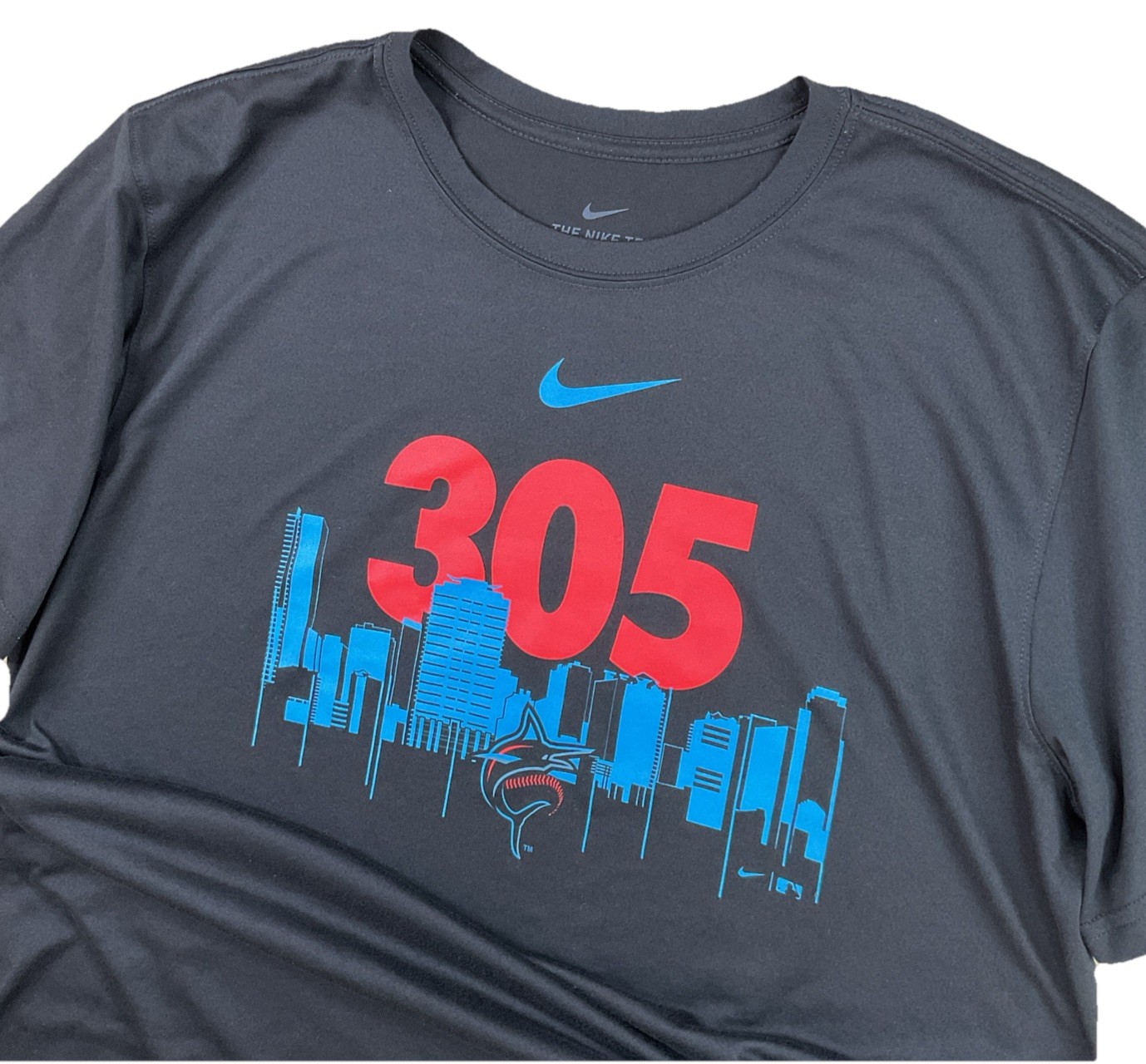 Nike Miami Marlins 305 T-Shirt Men Sz L MLB The Nike Tee Lightweight Graphic