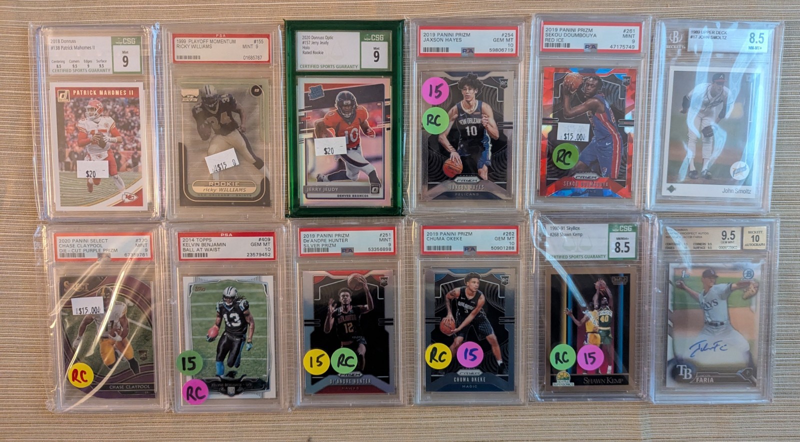 12 Graded Card Slab Lot PSA, CSG, Beckett–Hall of Famers, Rookies, Autos RCs