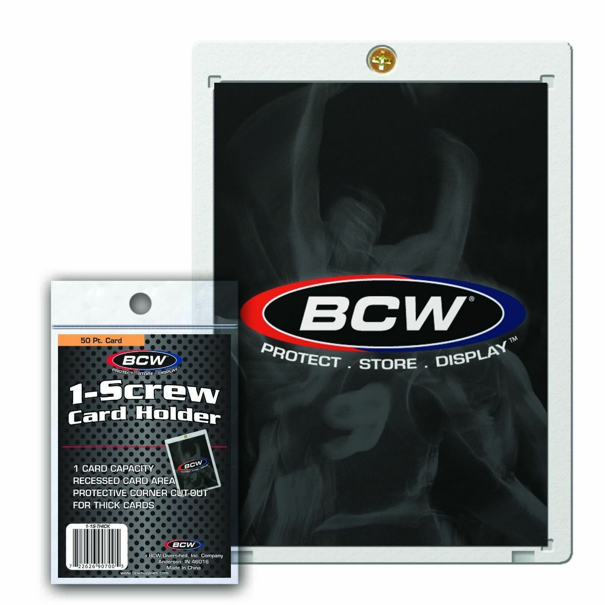 (5-Pack) BCW 1-Screw Screwdown Trading Card Holder Thicker Card 50pt Recessed
