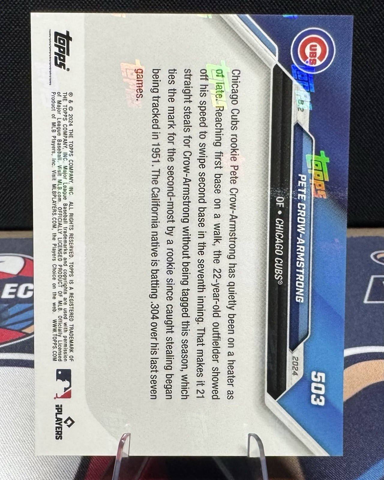 2024 Topps Now – #503 Pete Crow-Armstrong (RC) 2nd Most SB By A Rookie – Cubs