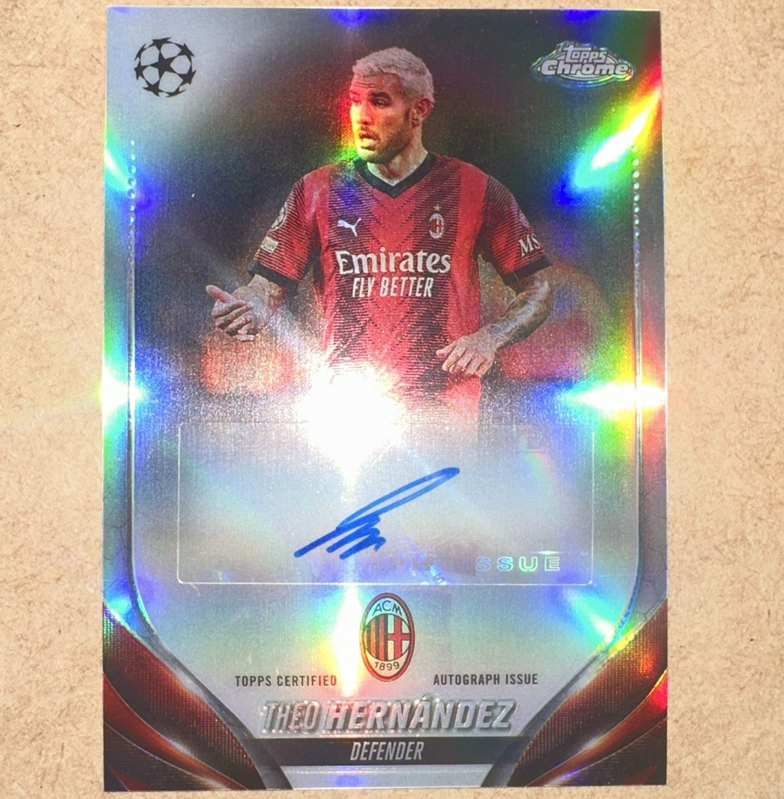 Topps 2023-24 Chrome UEFA Club Competitions Theo Hernandez AC Milan Auto CA-HT