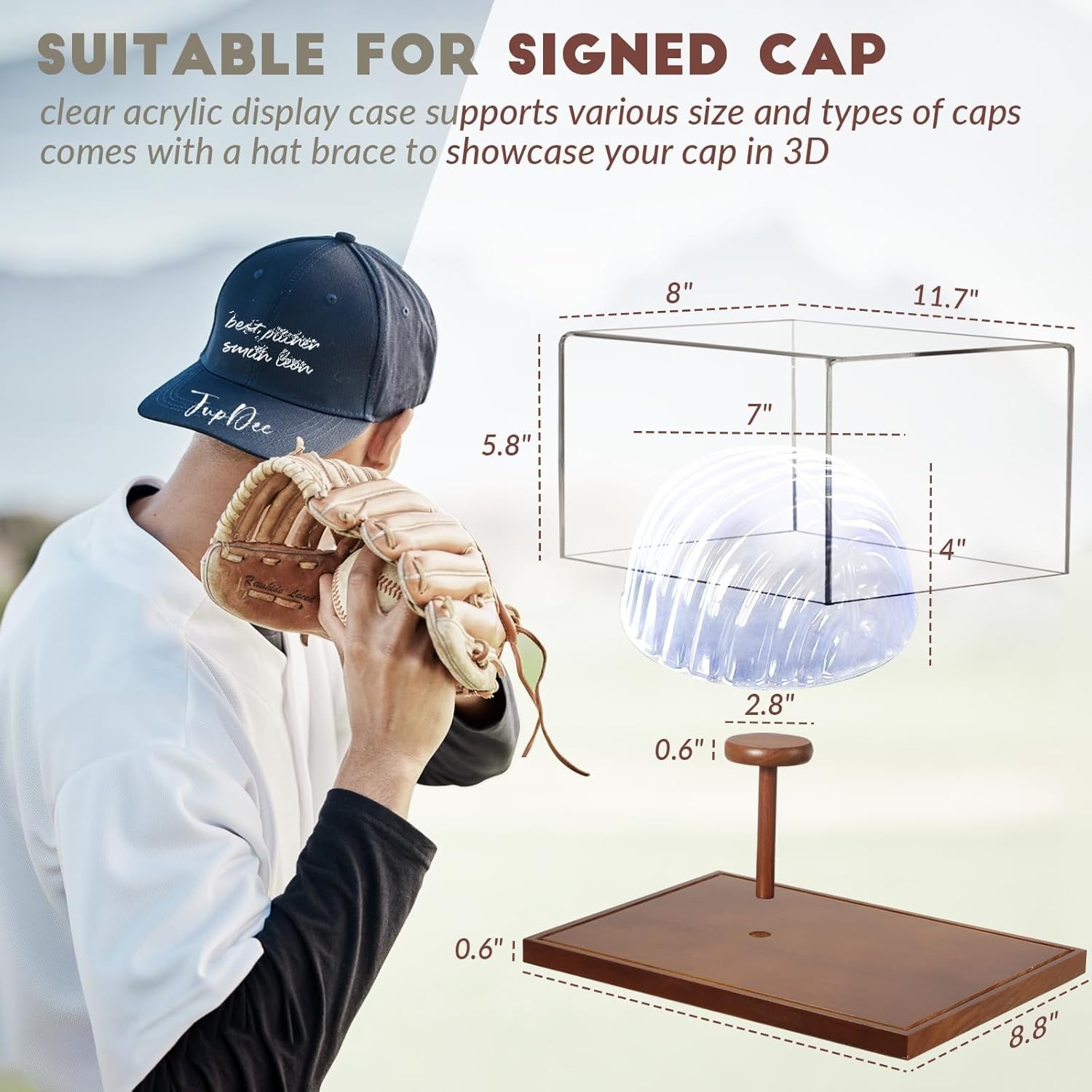 Acrylic Baseball Cap Display Box with UV Protection