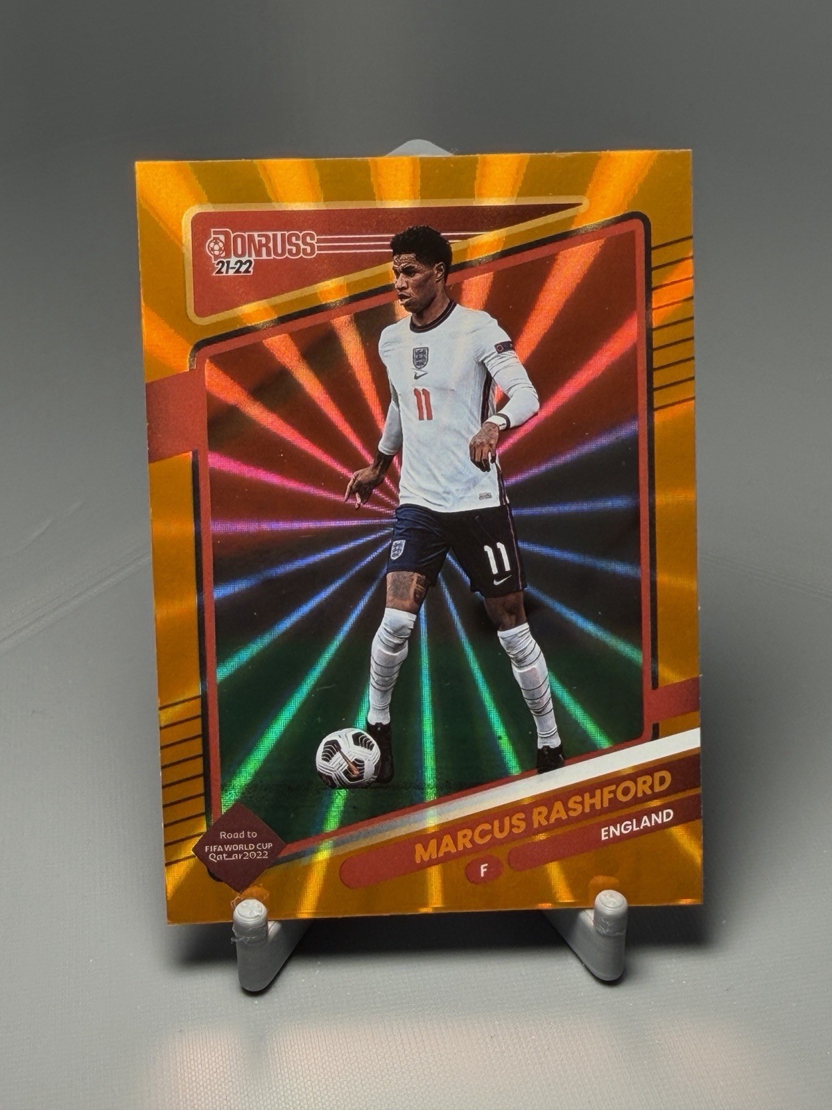 2021-22 Donruss Road to Qatar MARCUS RASHFORD #55 Holo Orange Laser England