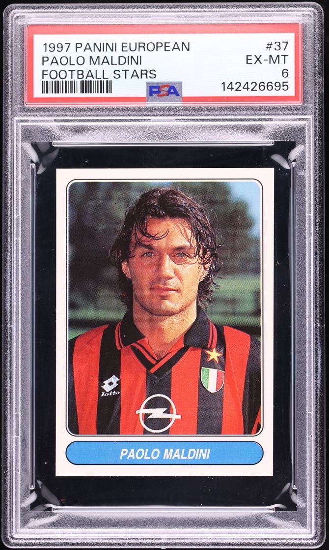 Paolo Maldini 1997 Panini European Football Stars #37 PSA6 AC Milan Italy