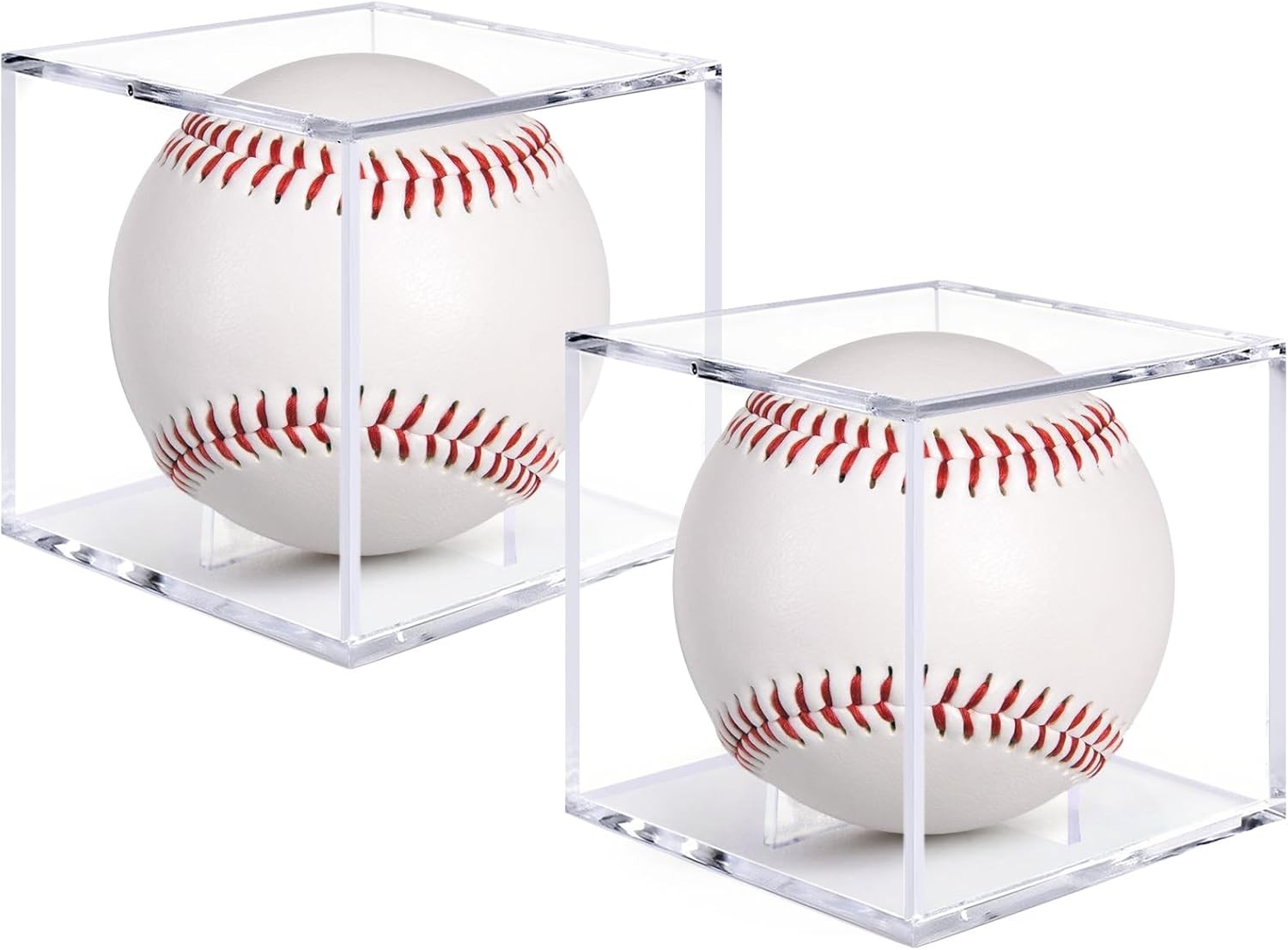 2 PACK Baseball Display Case UV Protected Acrylic Holder Cube for Official Balls