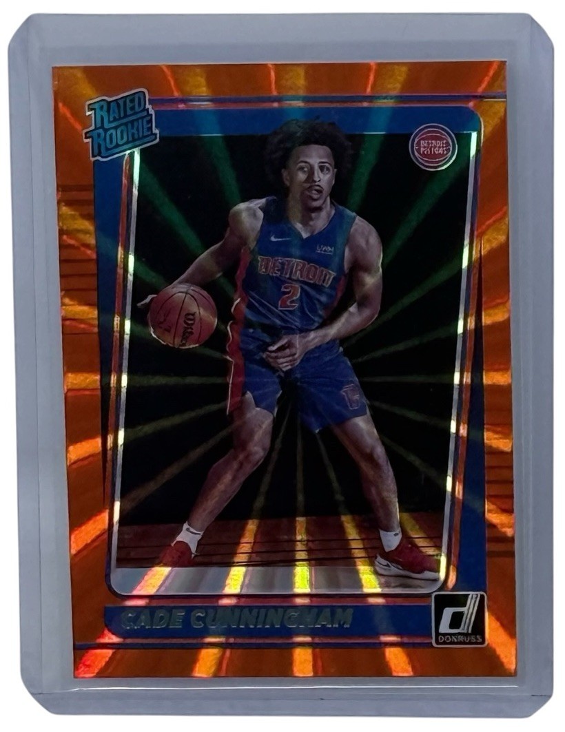 Cade Cunningham 2021-22 Panini Donruss Holo Orange Laser Rated Rookie Card #211