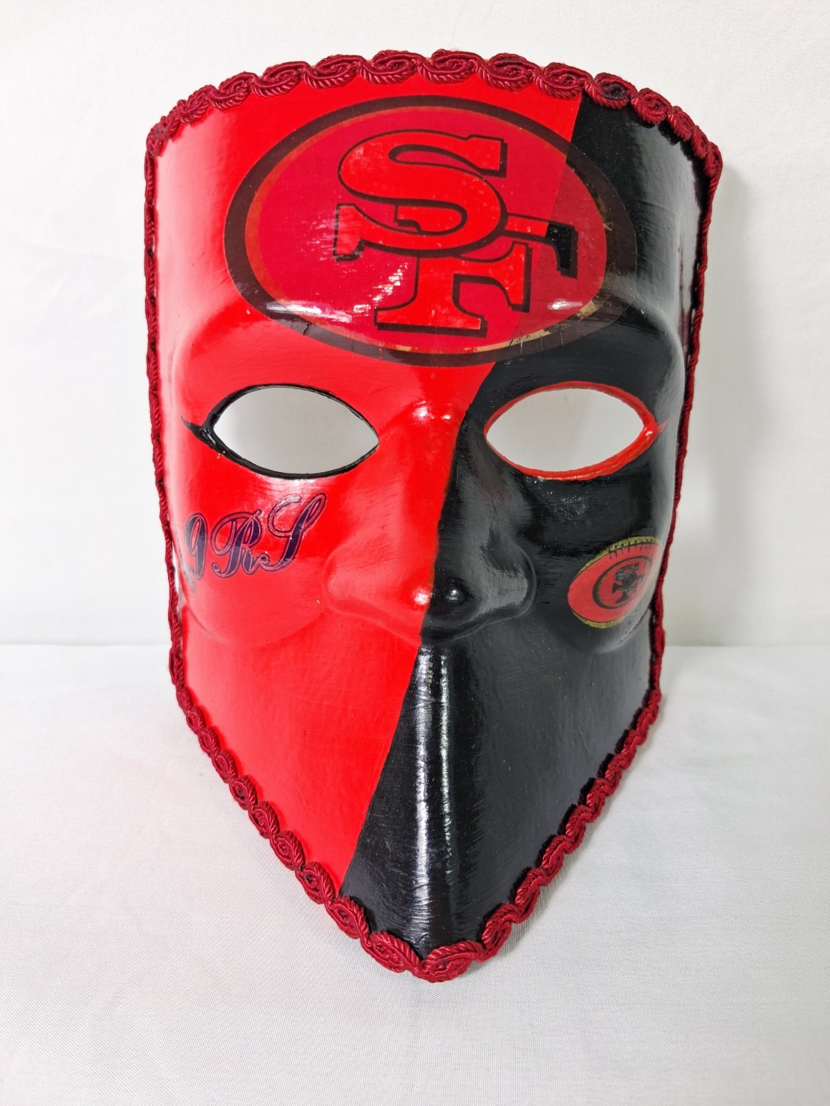Handmade San Francisco 49ers Wall Mask NFL Fan Decor Red Black Hanging Mask NFL