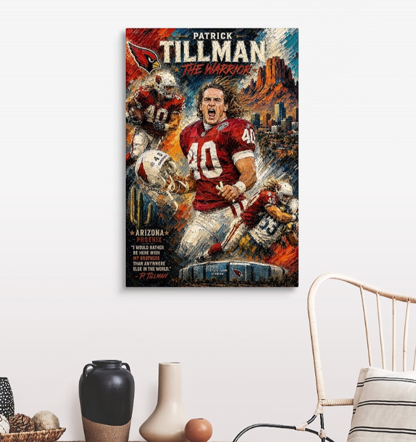 Patrick Tillman – Arizona Cardinals, US Army, Wall Art Painting, New Painting