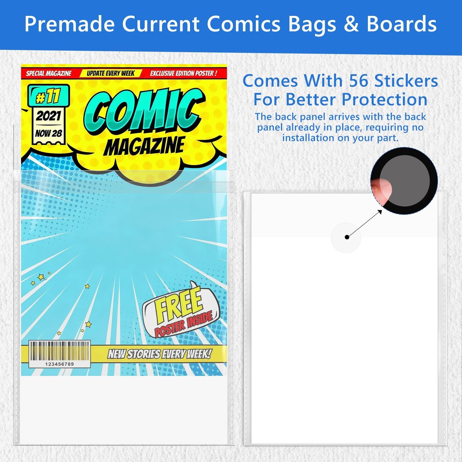 100-Pack Current Comic Book Bags & Boards Set with Premade Resealable Tabs + …