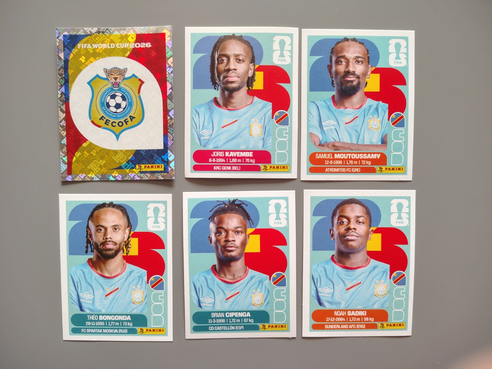 Lot of 6 Panini FIFA World Cup 2026 #COD Congo Badge Logo Team Stickers