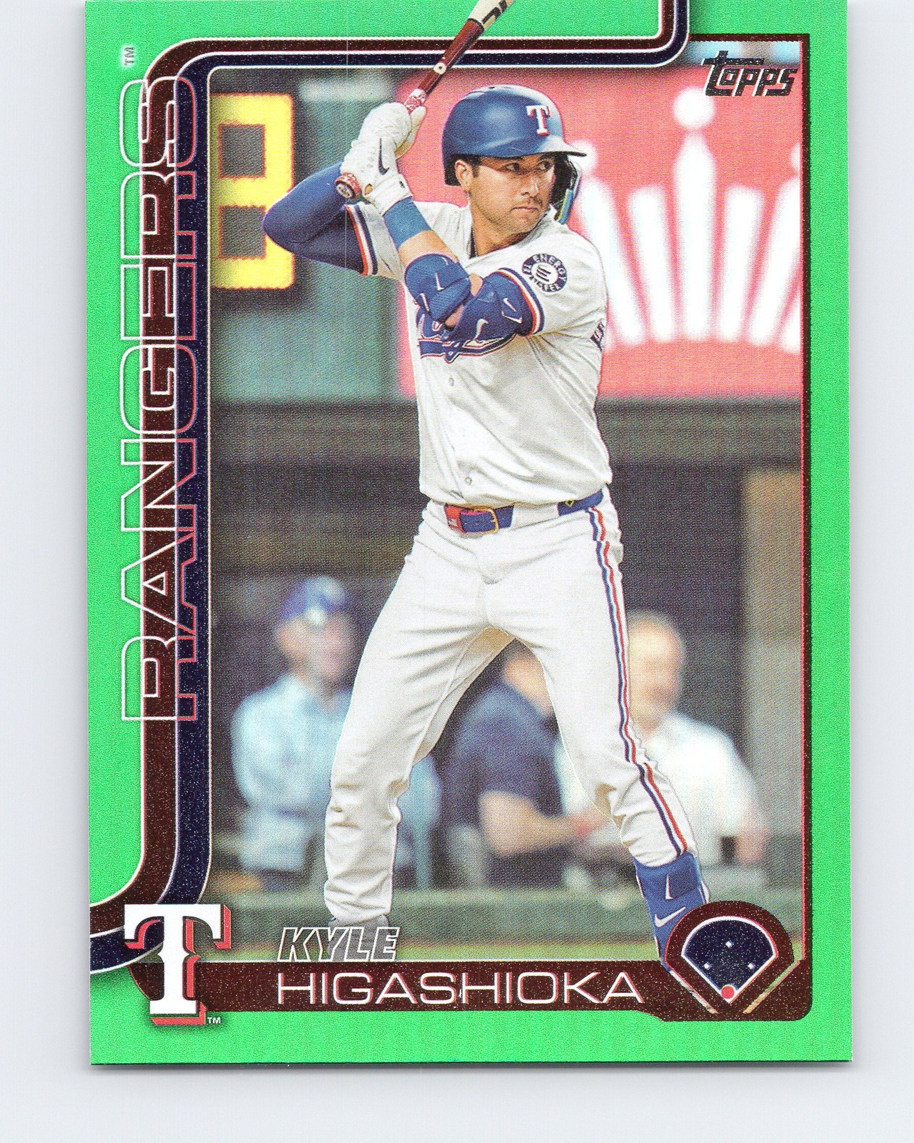2025 Topps Update #US207 Kyle Higashioka Green Rainbow Foil 06/99 Texas Rangers