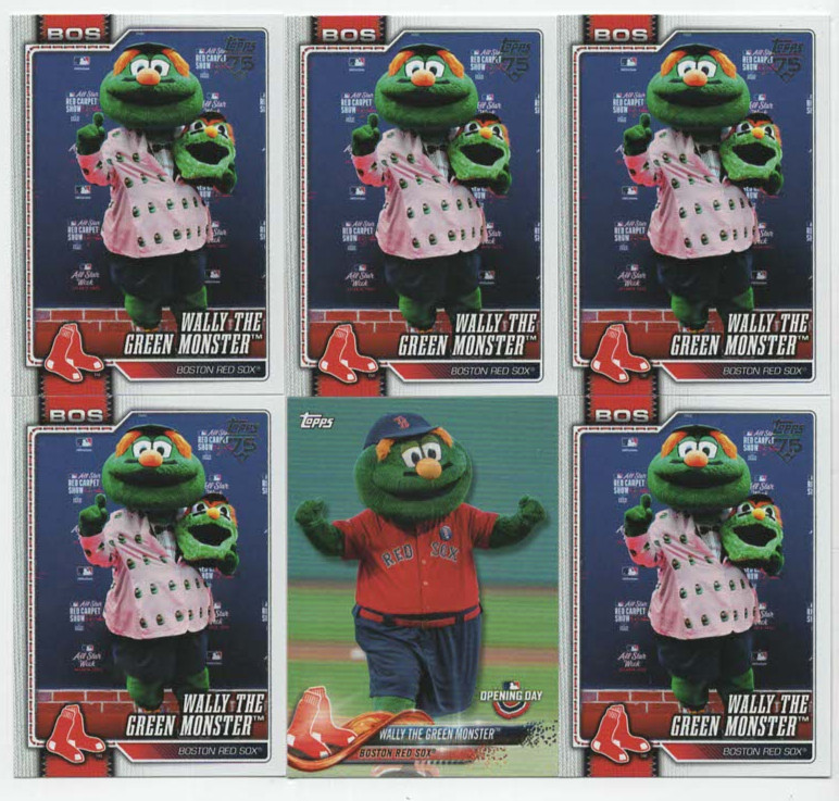 6) Wally The Green Monster 2018-2026 TOPPS OPENING DAY + CELEBRATION MASCOT LOT