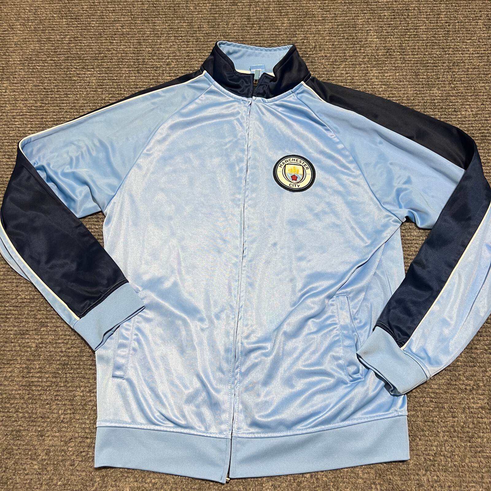 Manchester City Jacket Mens XL Blue Soccer Football Full Zip Icon Sports