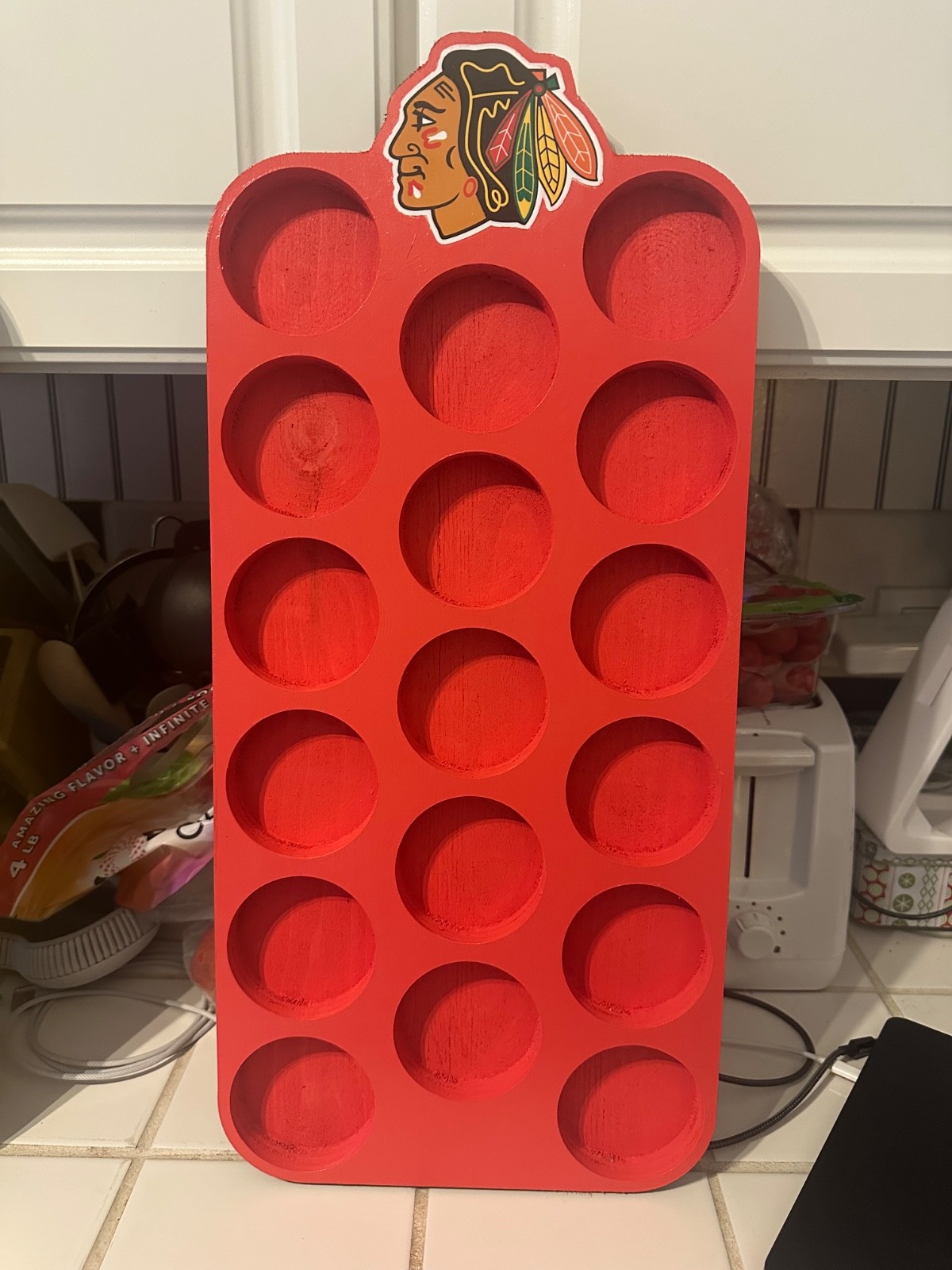 Custom Wall Hanging Display for 16 Hockey Puck(s)