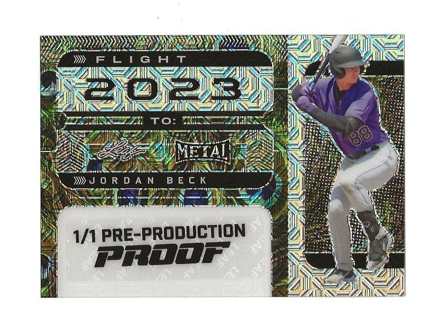2025 Leaf Metal Baseball JORDAN BECK Flight 2023 Pre Production Proof RC #1/1