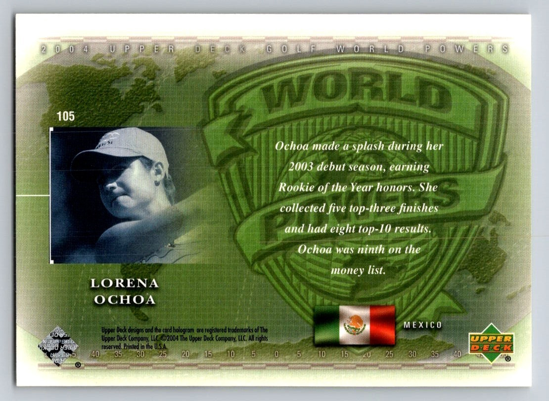 2004 UPPER DECK GOLF CARD WORLD POWERS #105 LORENA OCHOA