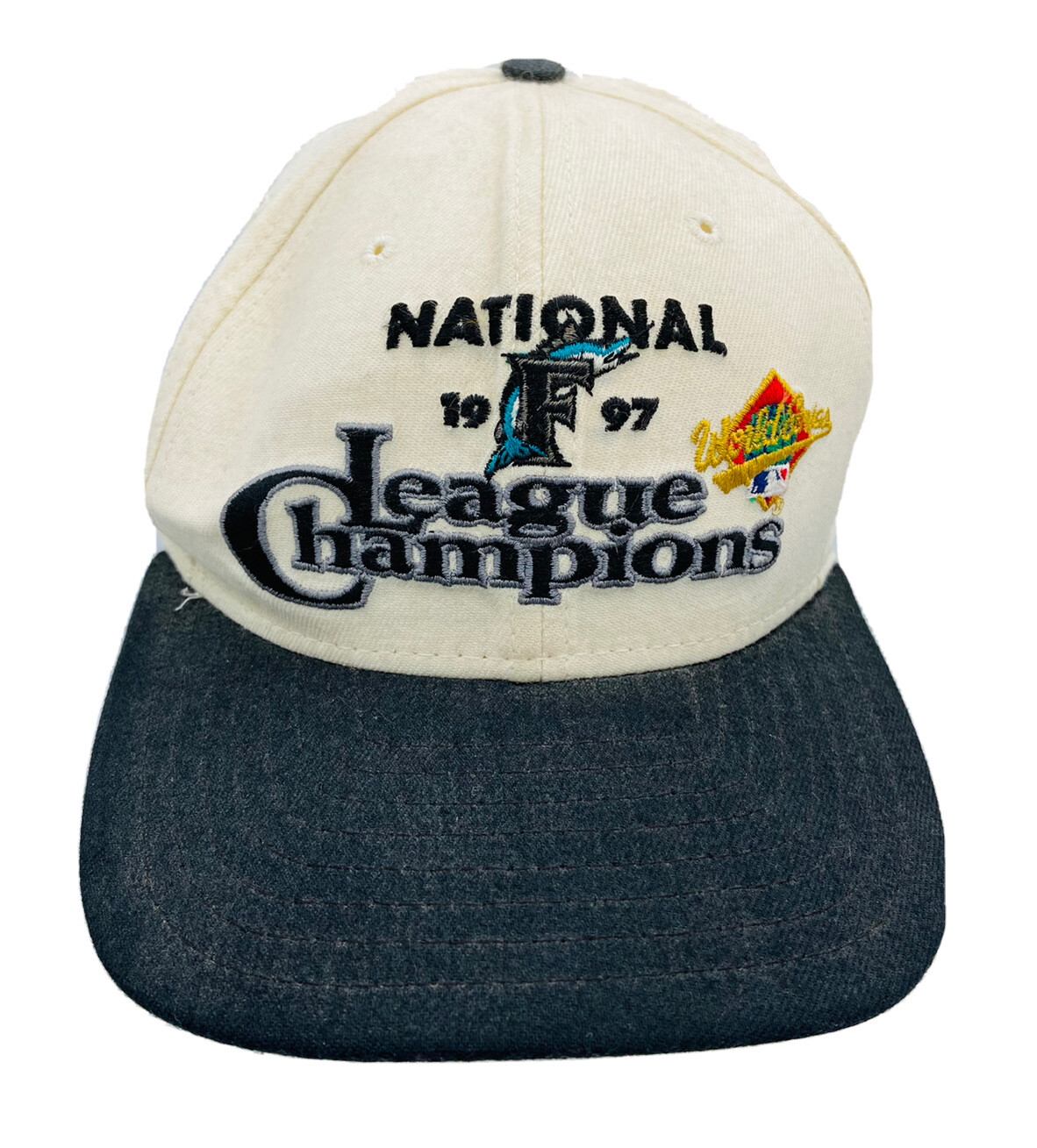 VINTAGE New Era 1997 Florida Marlins World Champs Clubhouse Hat; Made in USA