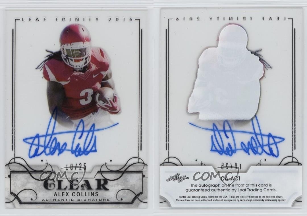 2016 Leaf Trinity Clear Silver 10/25 Alex Collins #CA-AC1 Rookie Auto RC tg5