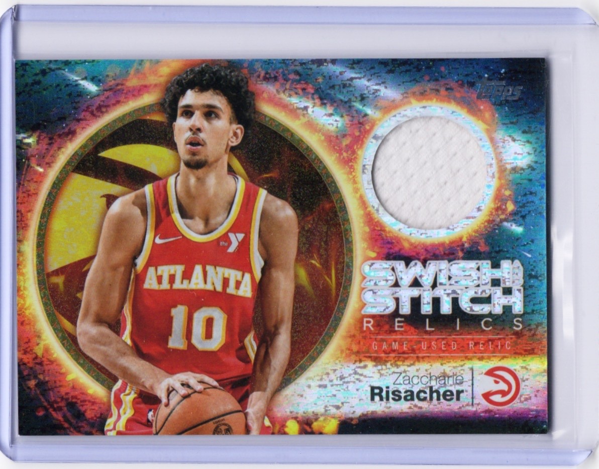 Zaccharie Risacher 2025 Topps #SST-ZR Swish and Stitch Relics Holo Foil Hawks