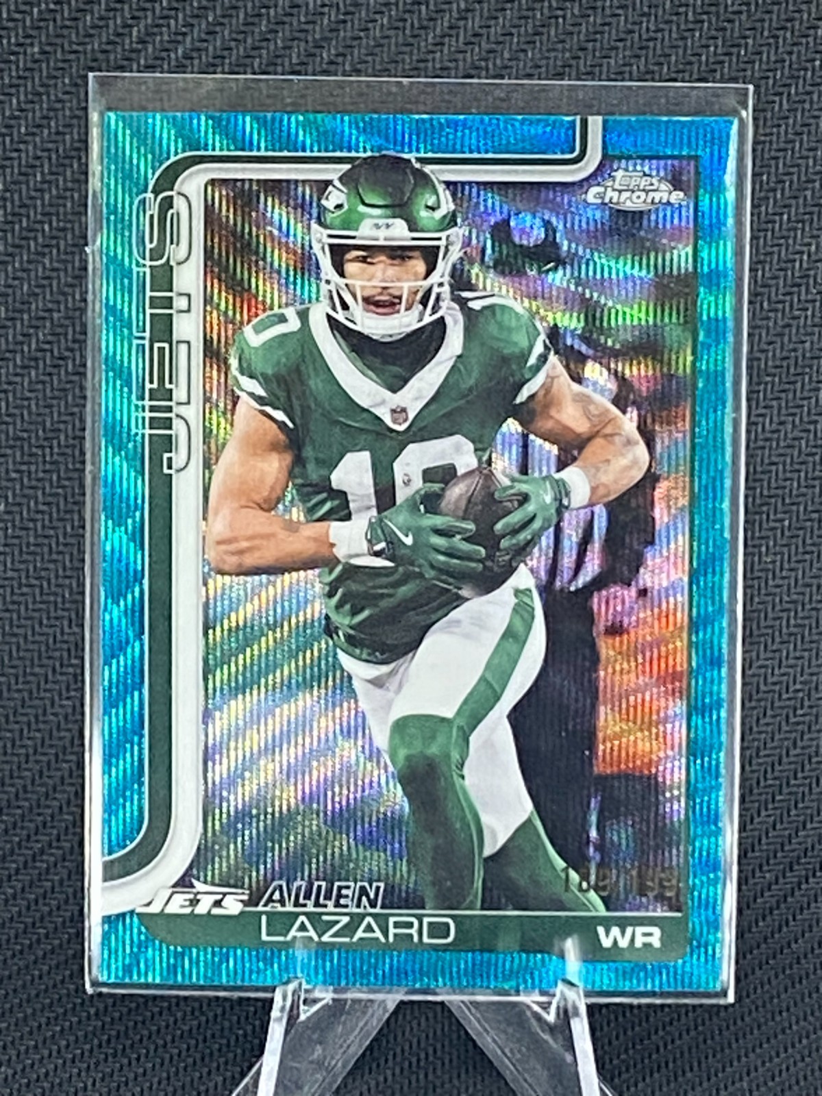 Topps 2025 Chrome Football – Allen Lazard #236 Aqua Refractor 189/199, NY Jets