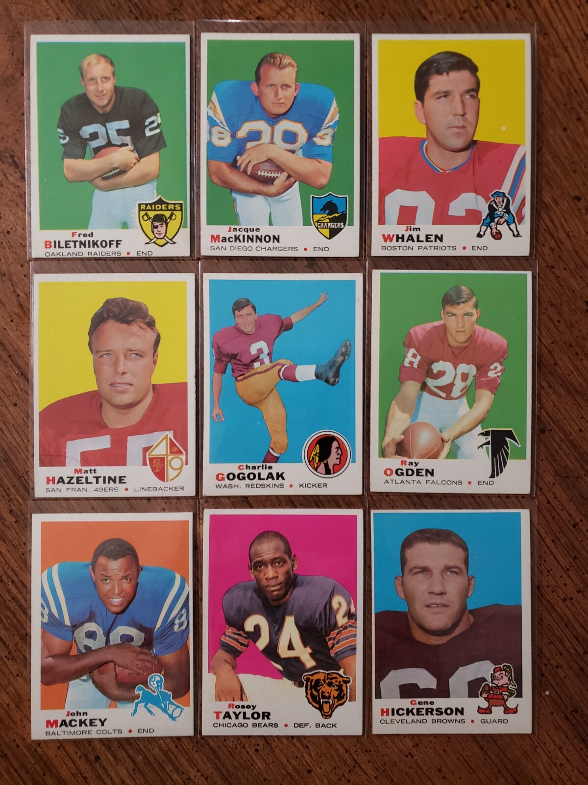 1969 TOPPS FOOTBALL YOU PICK #201 – #263 FREE SHIPPING