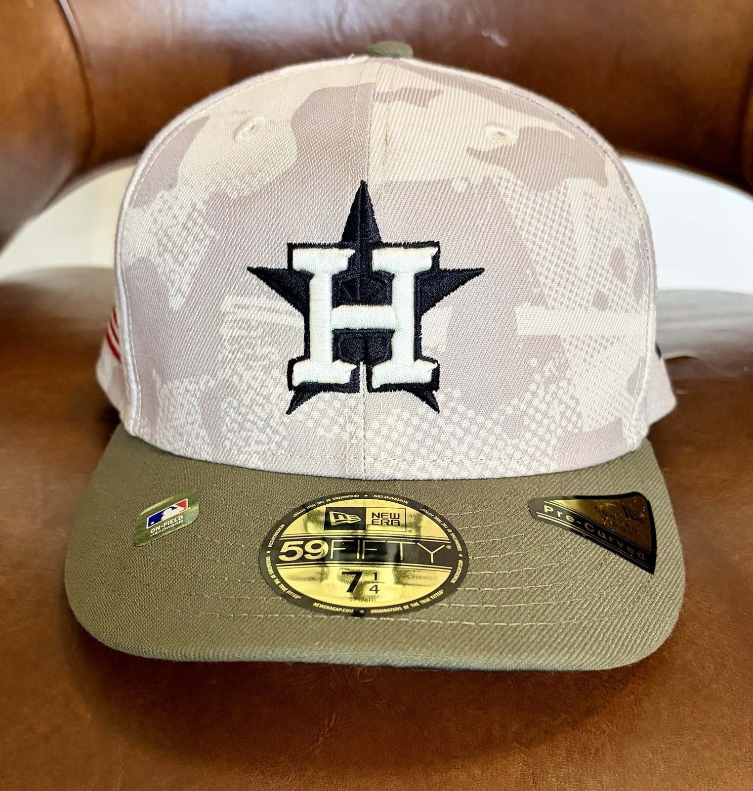 Men’s New Era Light Beige/Olive Houston Astros 2025 Armed Forces Day size 7 1/4