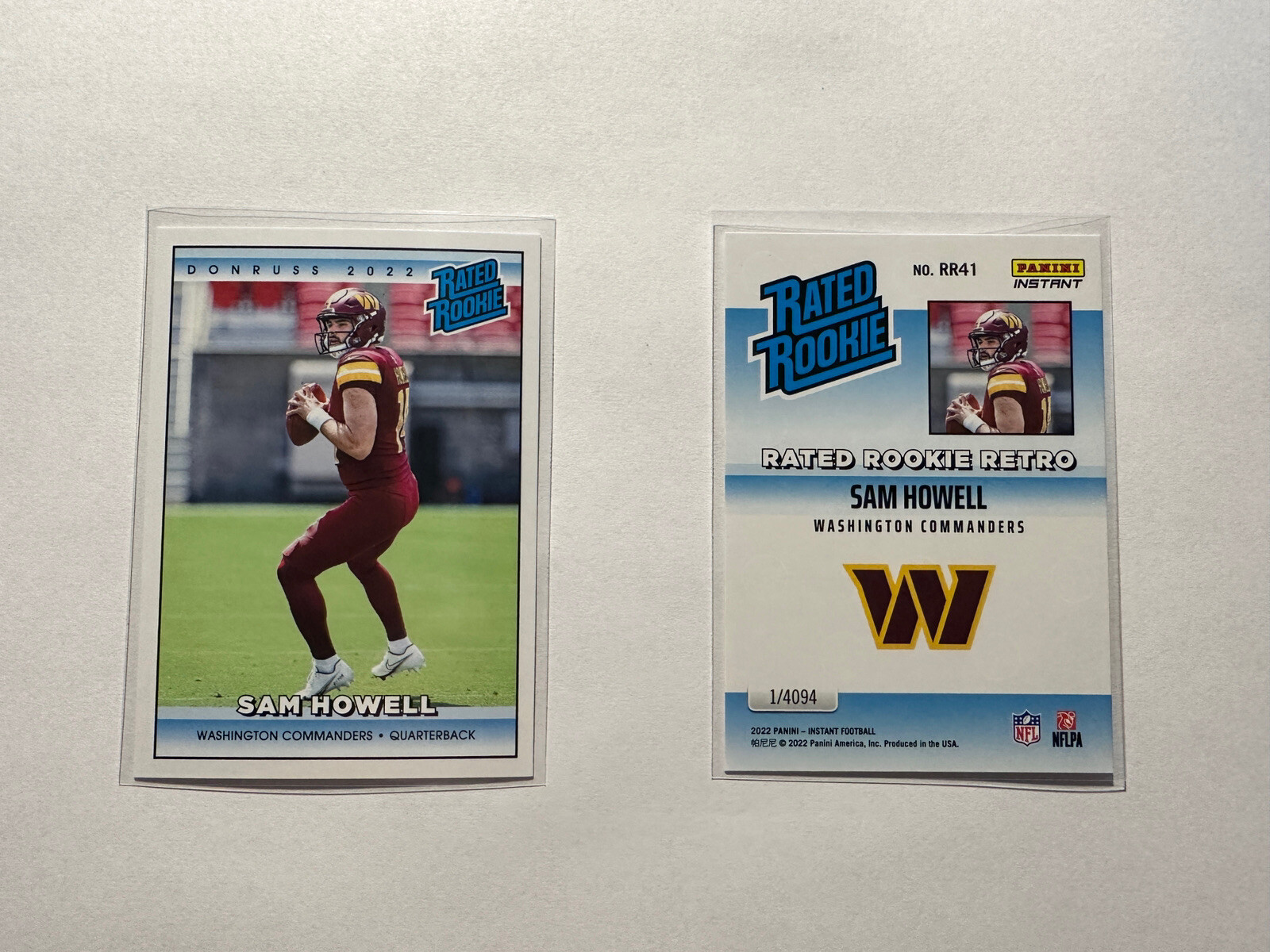 SAM HOWELL RC Commanders – 2022 Panini Instant NFL Rated Rookie Retro 1/4094