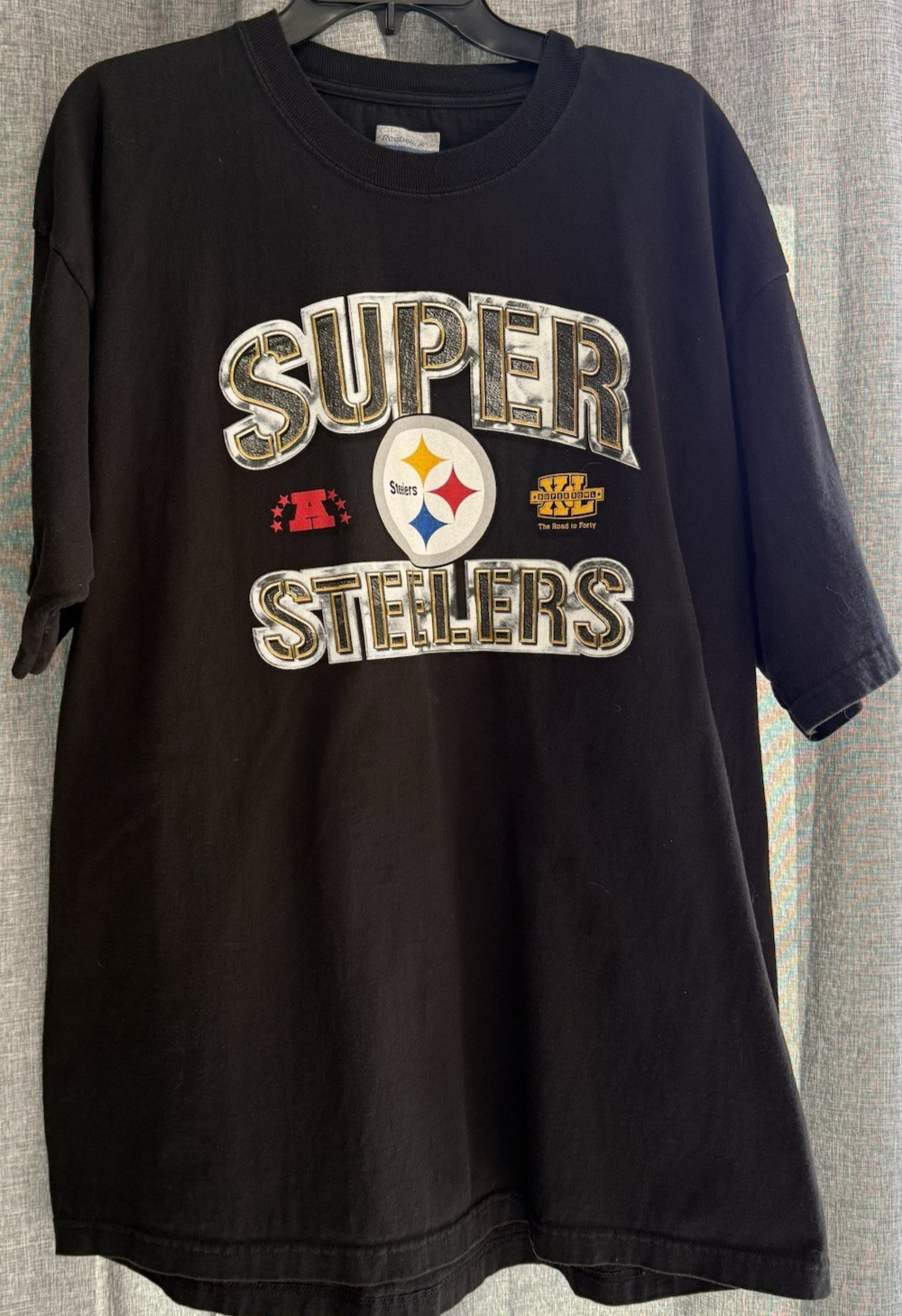 Reebok Pittsburgh Super Steelers Black T-Shirt Heavy duty Short Sleeves Mens XL