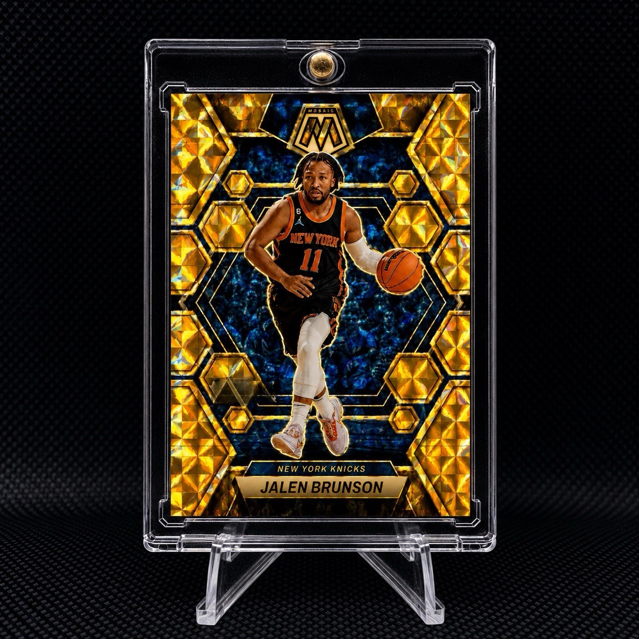 JALEN BRUNSON GOLD PRIZM REFRACTOR HOLO Mosaic Panini Knicks Yellow Reactive