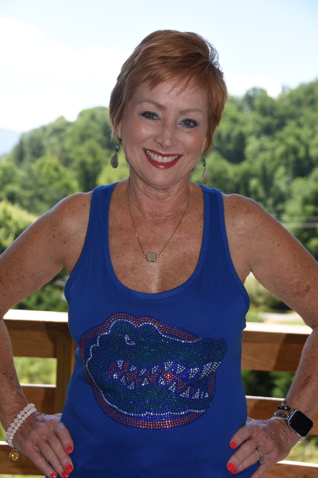 Florida Gators royal blue rhinestone racer back tank top XS, S, M, L, XL,XXL