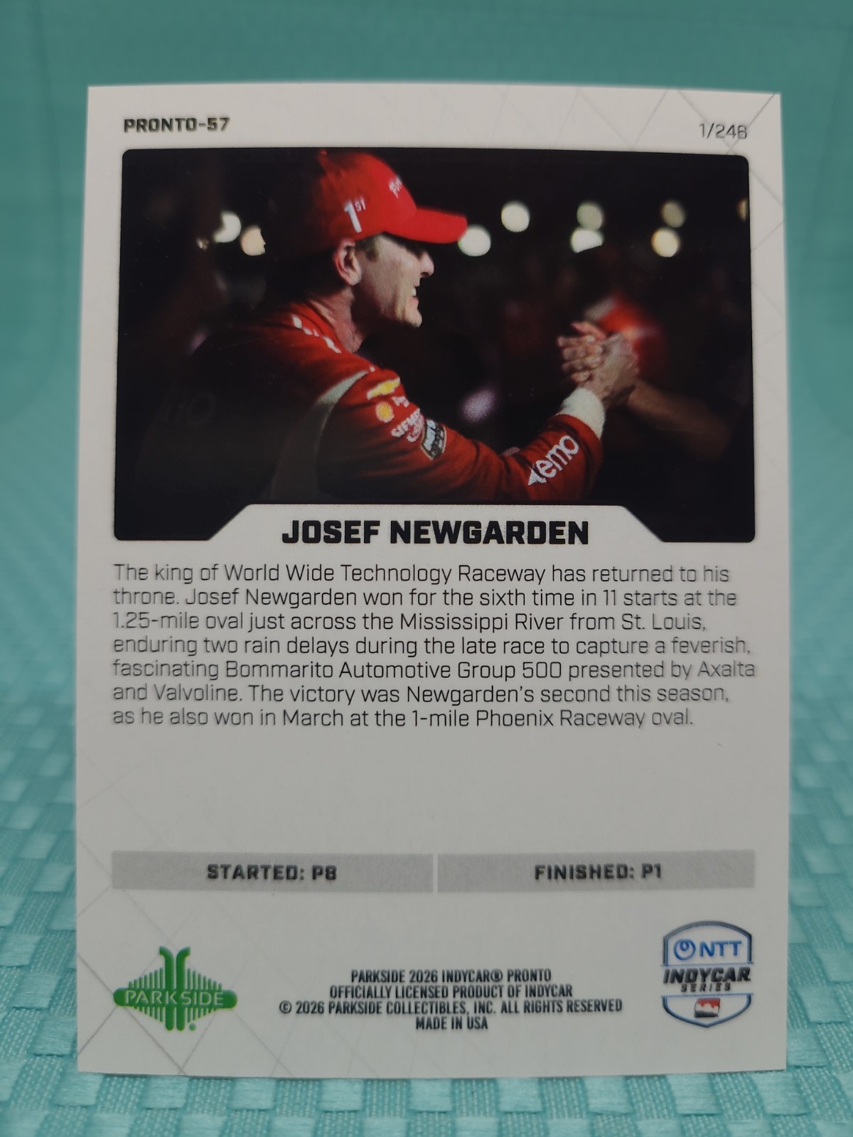 2026 Parkside Indycar Pronto World Wide Tech Winner Josef Newgarden 57