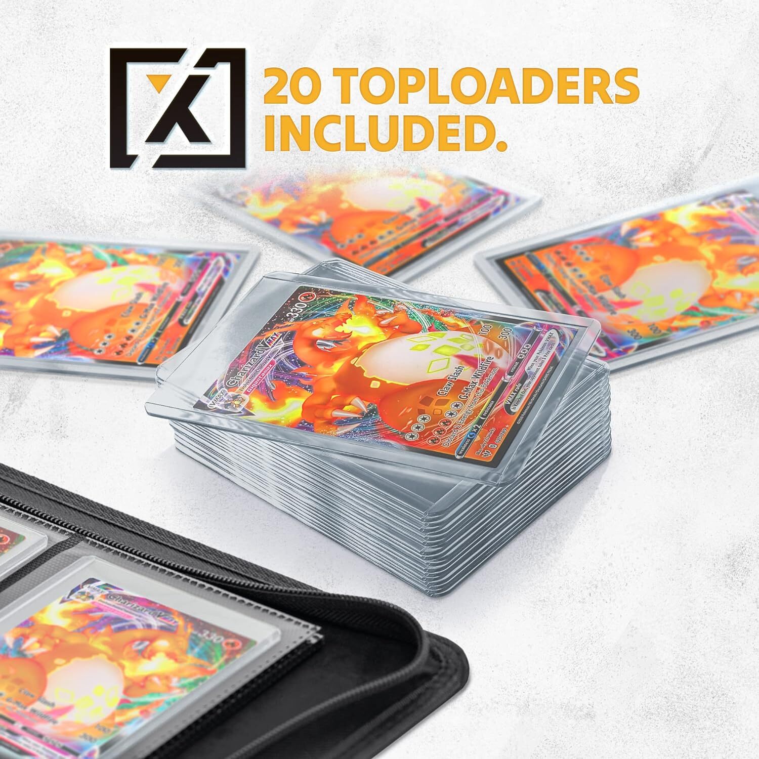 X Pro Toploader Binder Large Capacity Holds 252 Trading Cards With 20 Toploaders