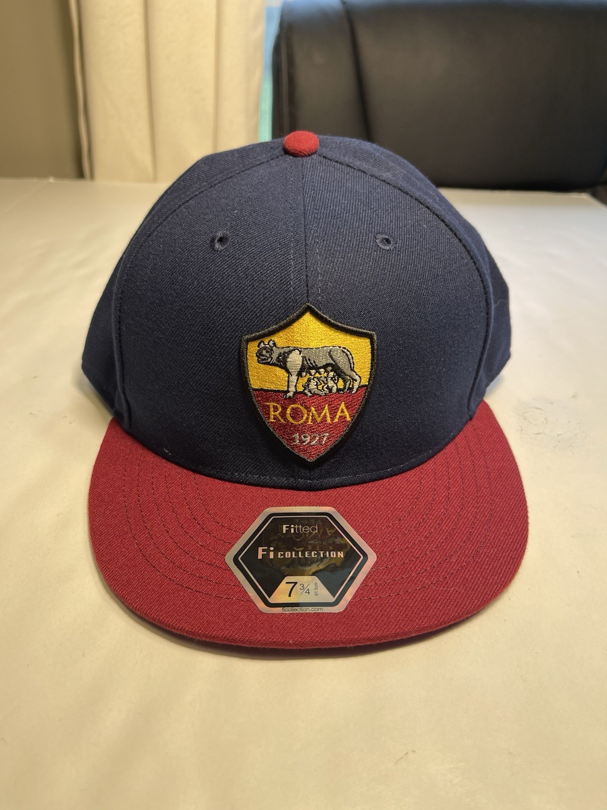 AS Roma Italy Soccer Club Men’s Structured Fitted Hat Cap Size 7 3/4 Navy New