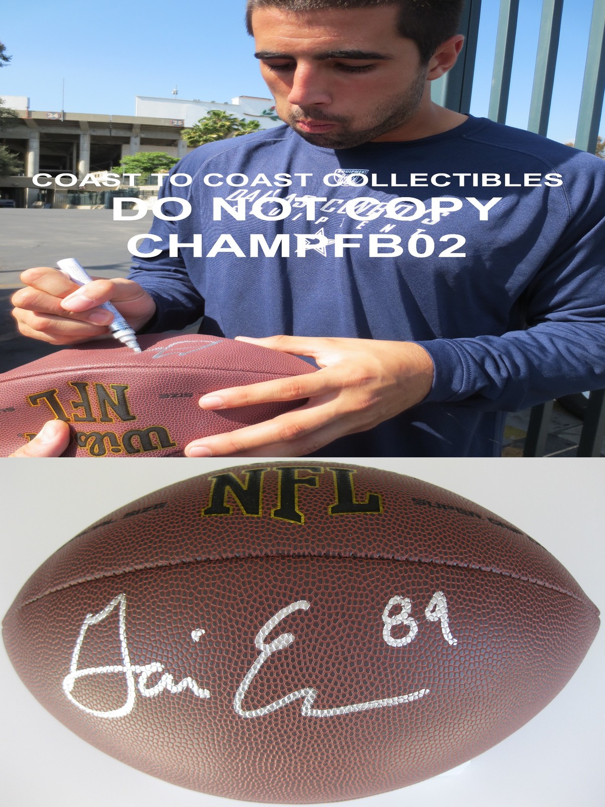 GAVIN ESCOBAR,COWBOYS,SAN DIEGO STATE,SIGNED,AUTOGRAPHED,NFL FOOTBALL,COA,PROOF