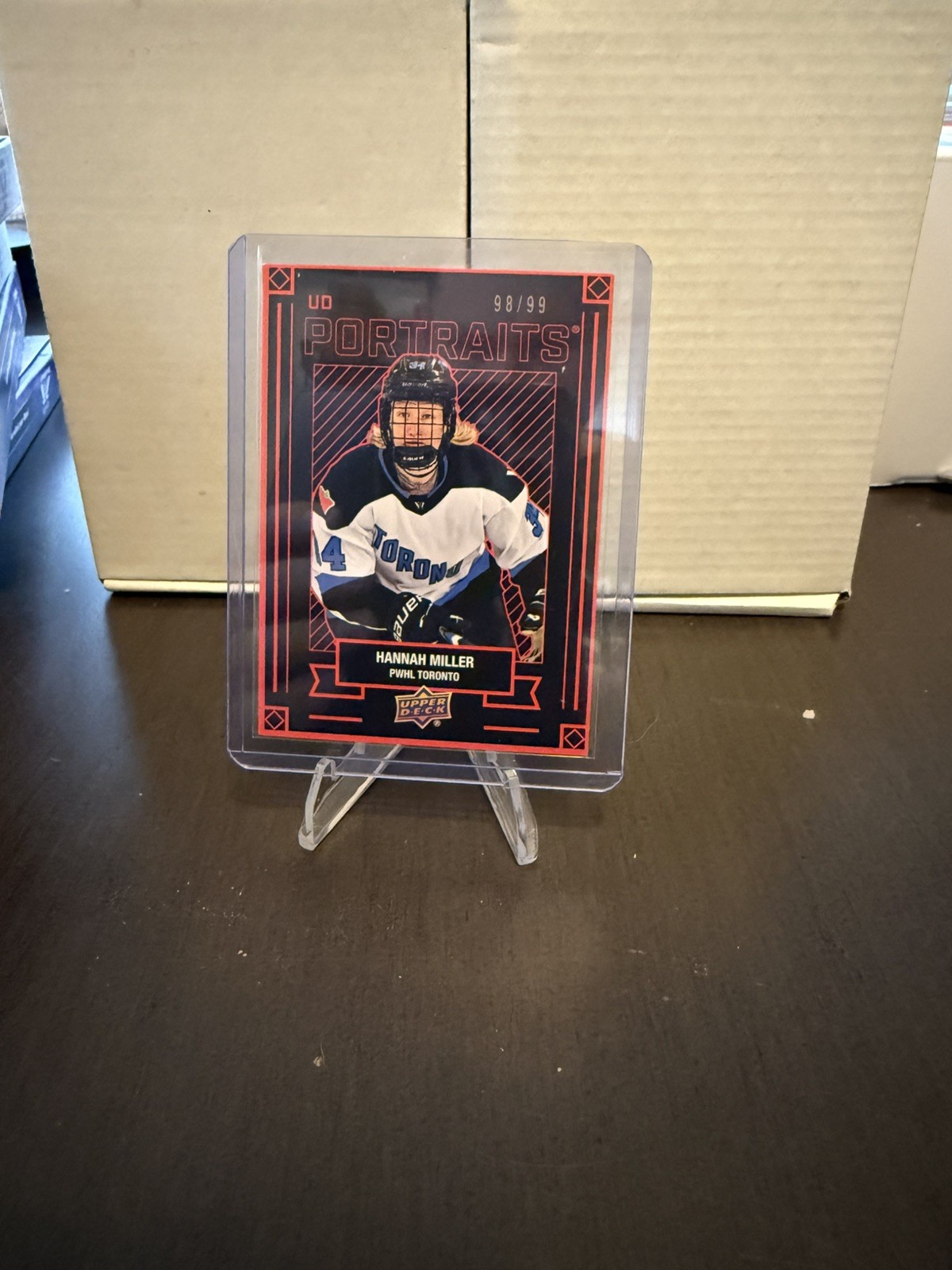 2024-25 Upper Deck PWHL 1st Edition UD Portraits Red 98/99 Hannah Miller 🔥📈