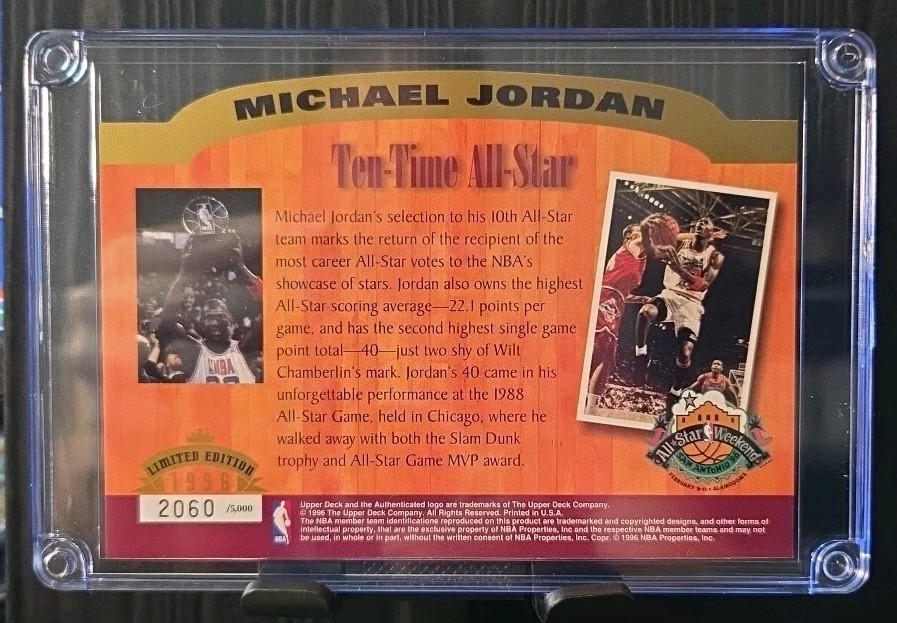 1996 Upper Deck Authenticated – Michael Jordan #MJ10AS 10 Time All-Star /5000