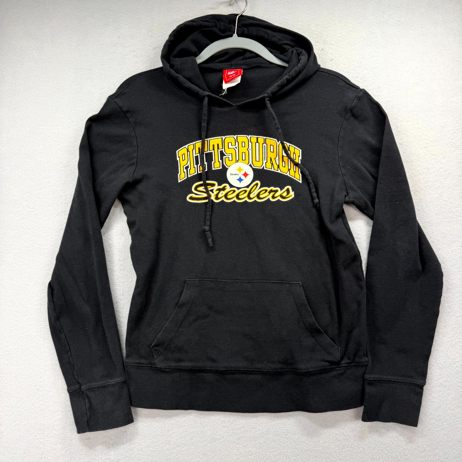Pittsburgh Steelers Hoodie Womens Large Black Graphic NFL Football Sweatshirt
