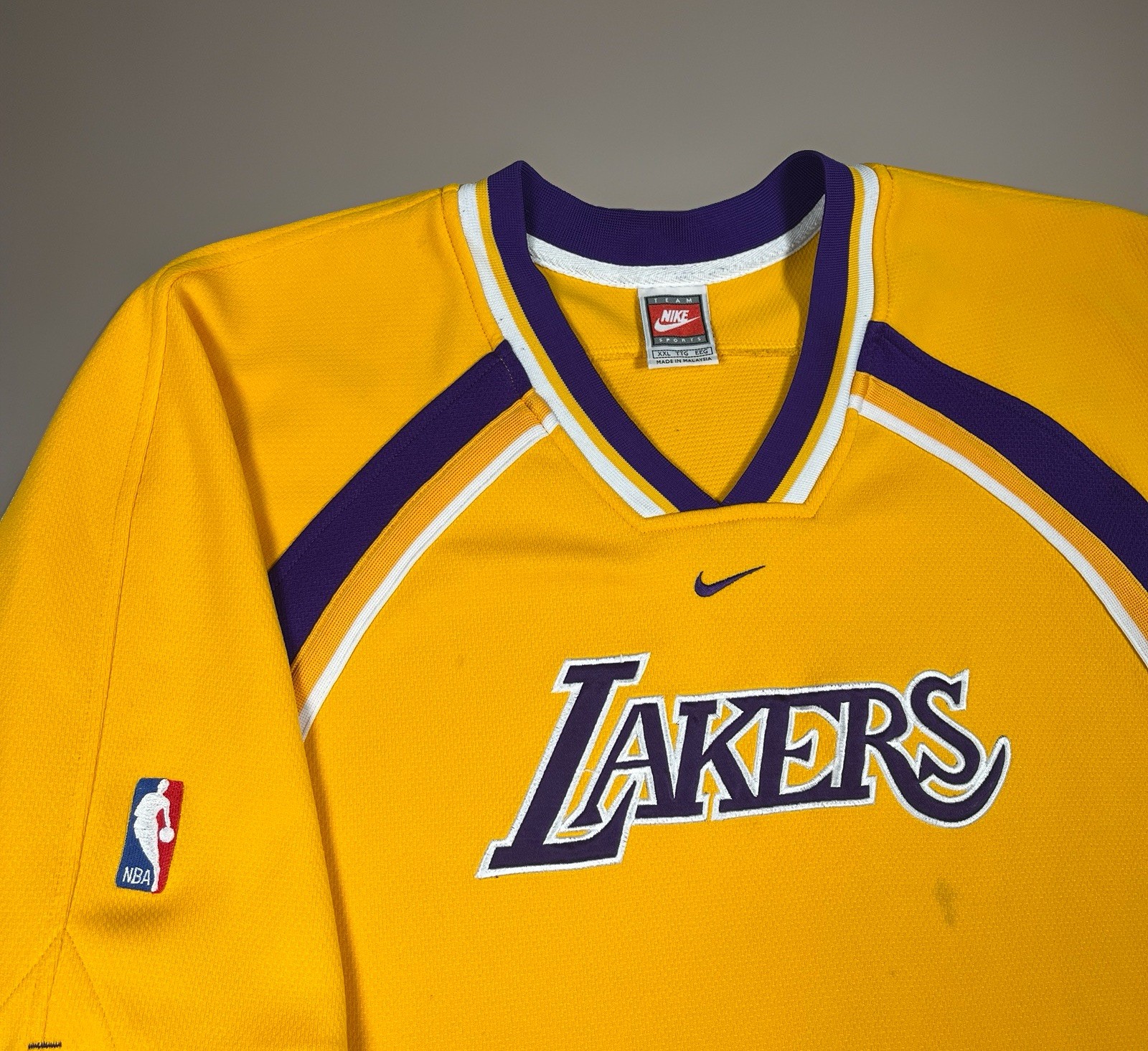 Vintage Nike Los Angeles Lakers Warm-Up Jersey Gold/Purple Pullover Men’s 2XL