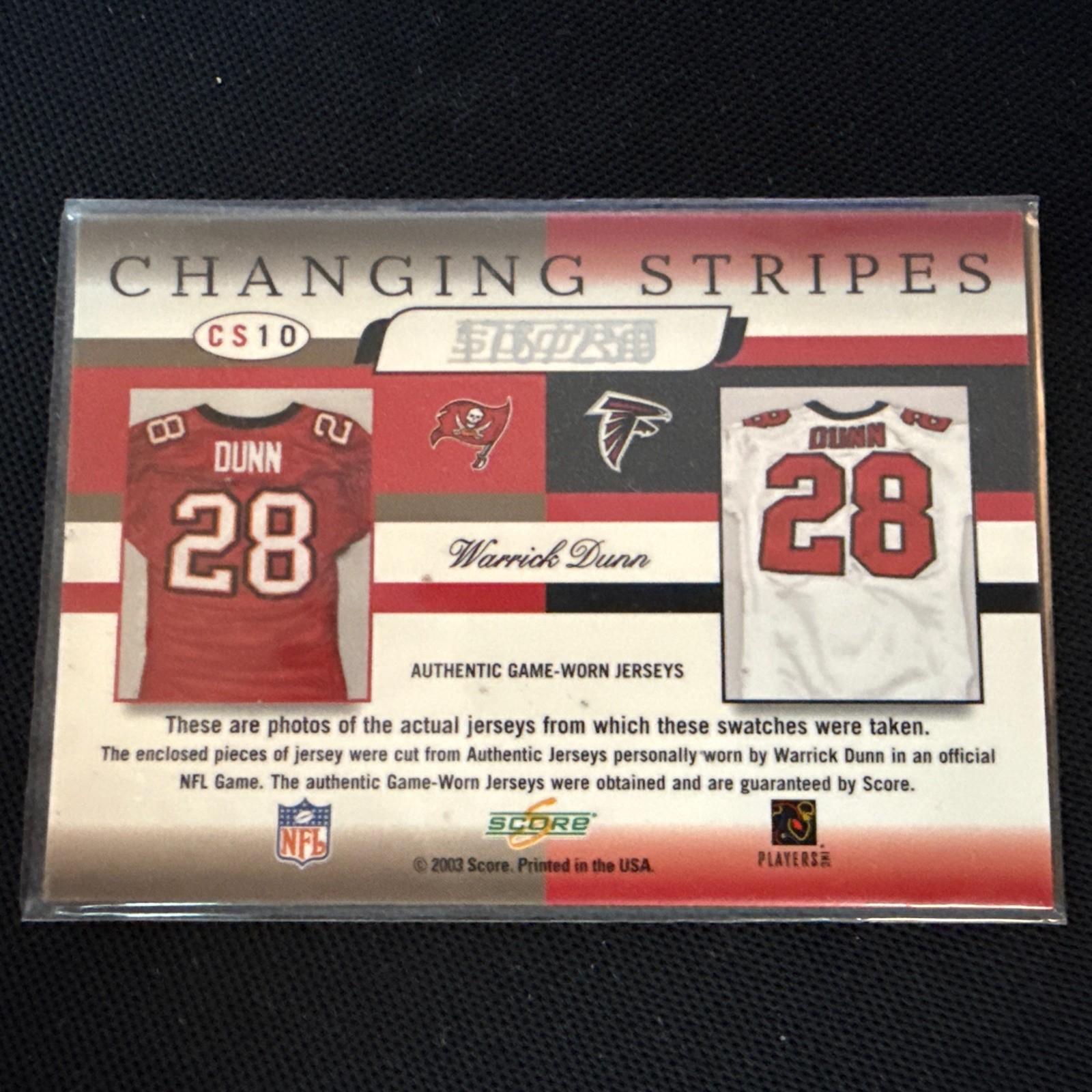 2003 Score – Changing Stripes Warrick Dunn #CS10 /250 (MEM)