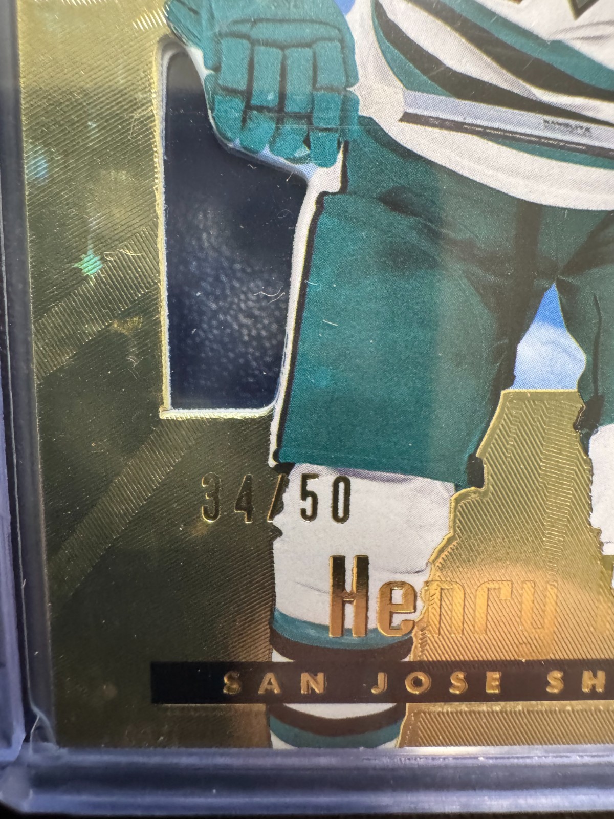 Henry Thrun Rookie RC Gold Essential Credentials /50 2023 Skybox E-X 2000 Sharks